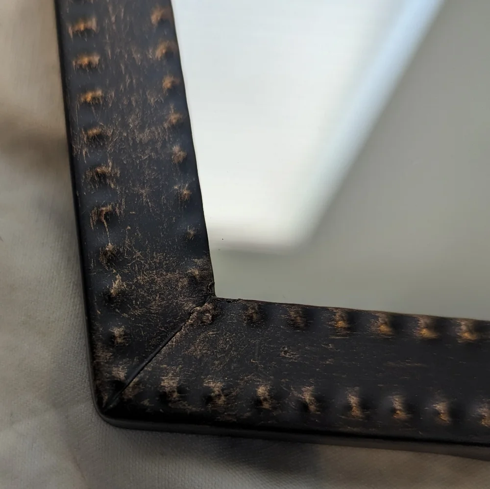 Coffin shaped framed mirror